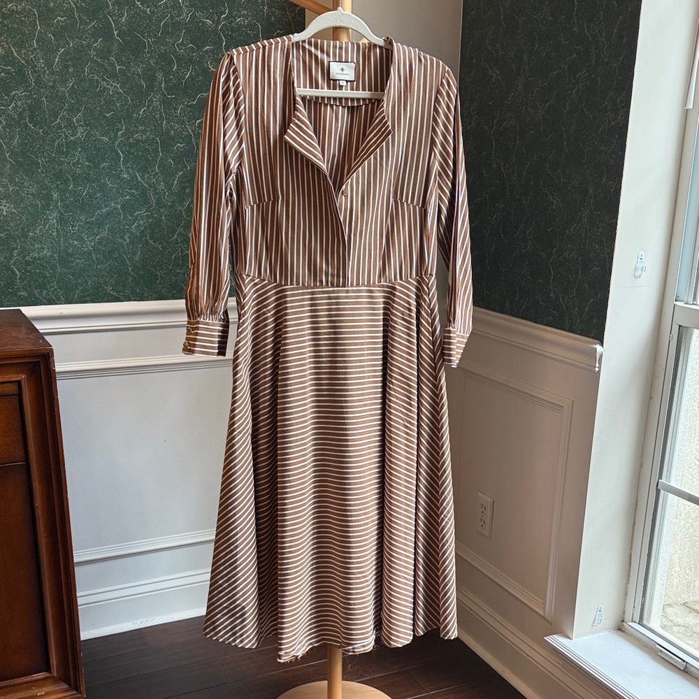 Tuckernuck Brown Striped Long Sleeve Dress
